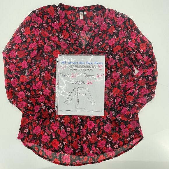 Kut From The Kloth Women's Sheer Floral Blouse, Sz. L Fairy Whimsygoth - Picture 9 of 9